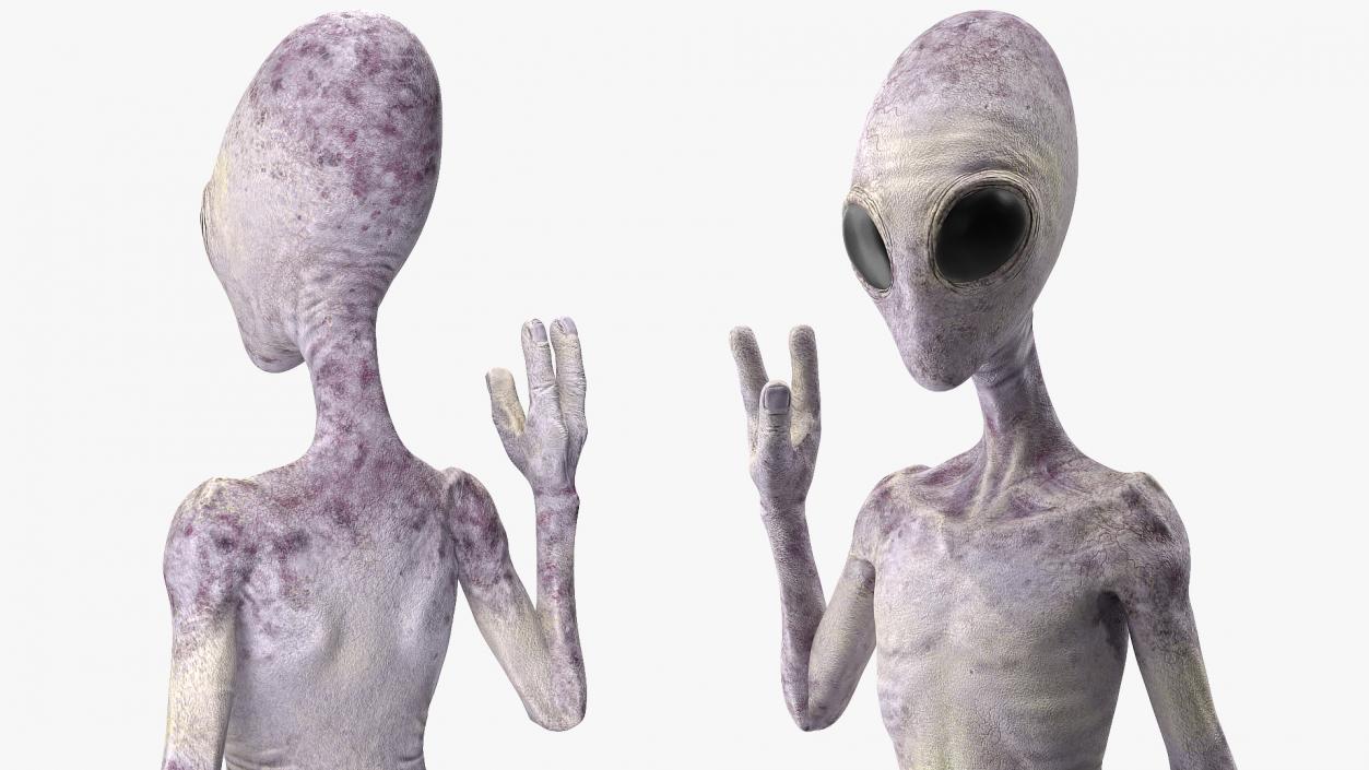 3D Humanoid Alien Greeting Pose model