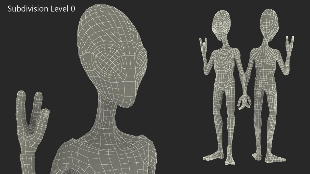 3D Humanoid Alien Greeting Pose model