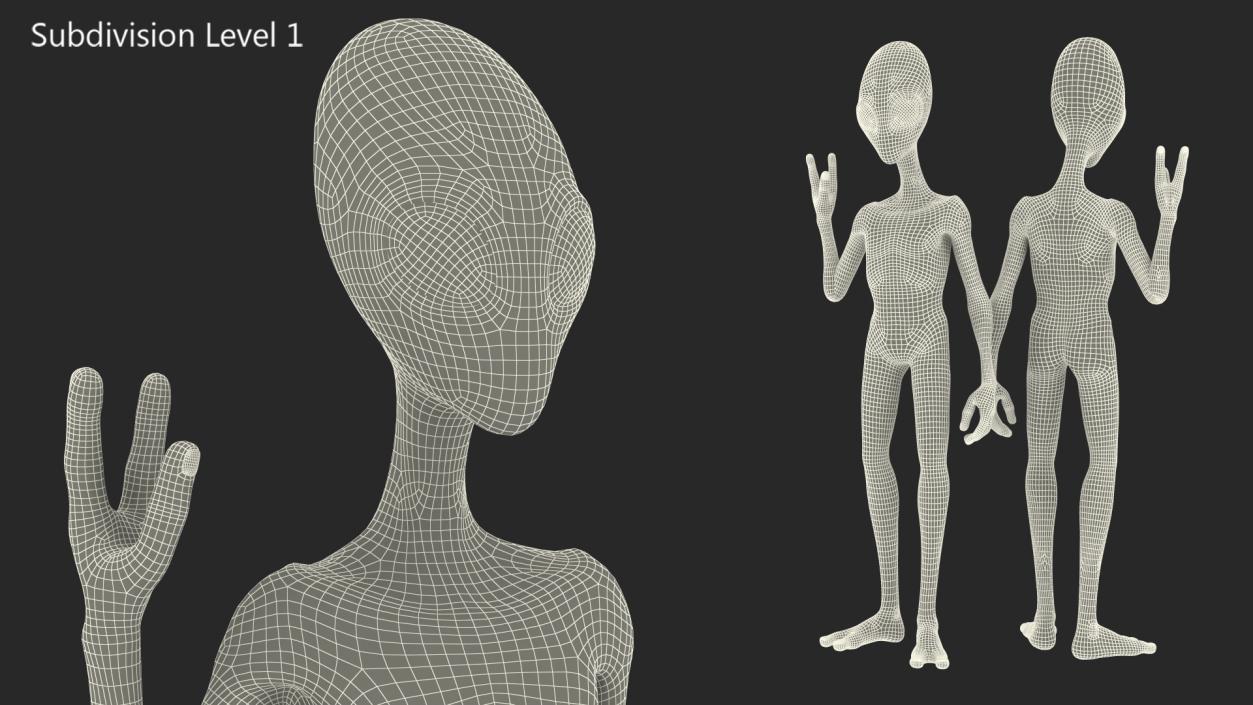 3D Humanoid Alien Greeting Pose model