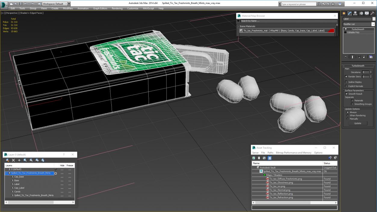 Spilled Tic Tac Freshmints Breath Mints 3D model