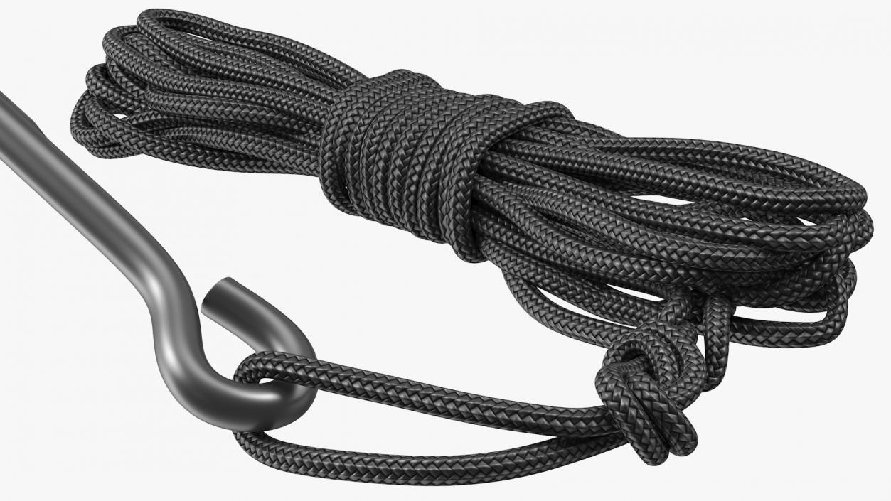 Folding Grappling Hook with Rope 3D