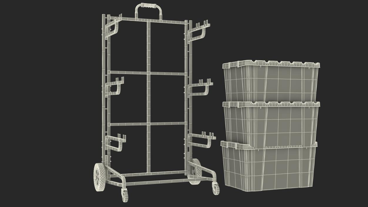 Frontgate Recycling Cart with Bins 3D model