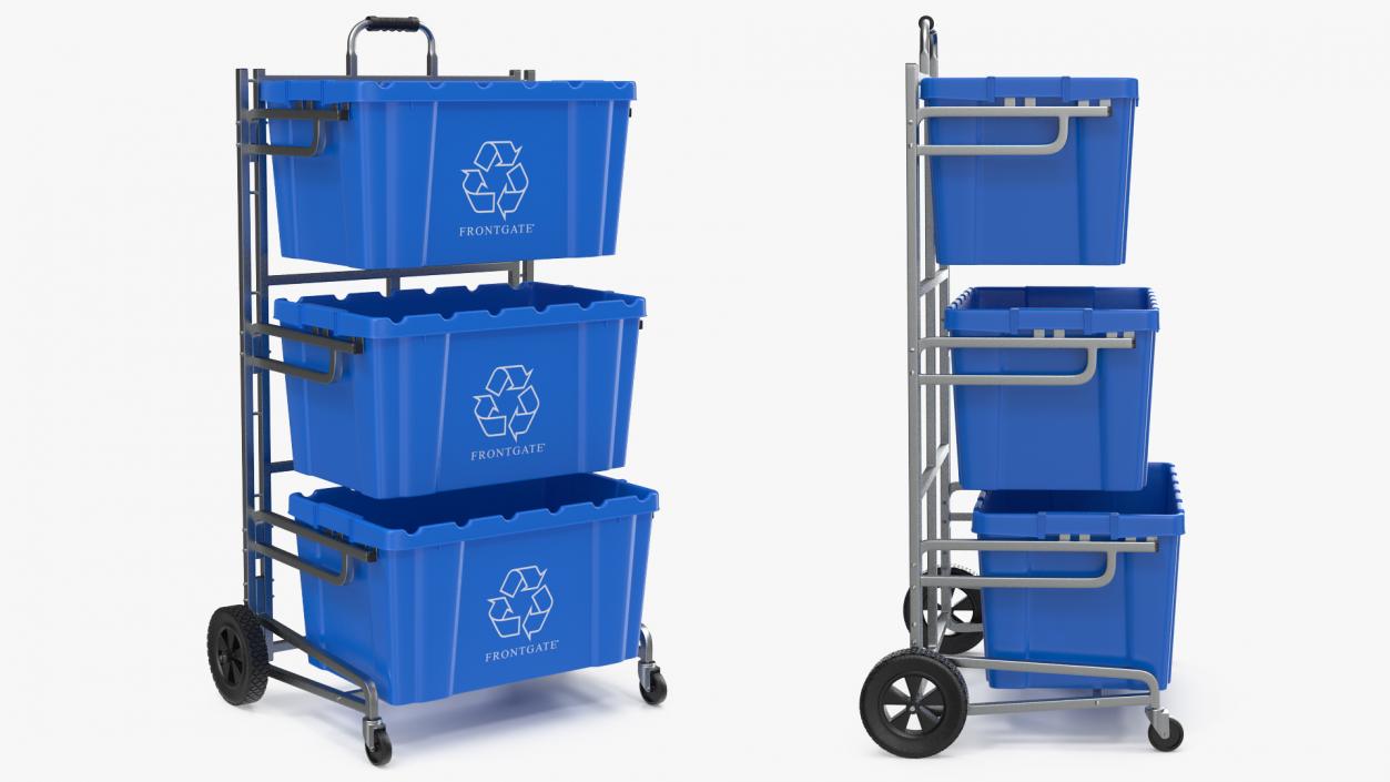 Frontgate Recycling Cart with Bins 3D model