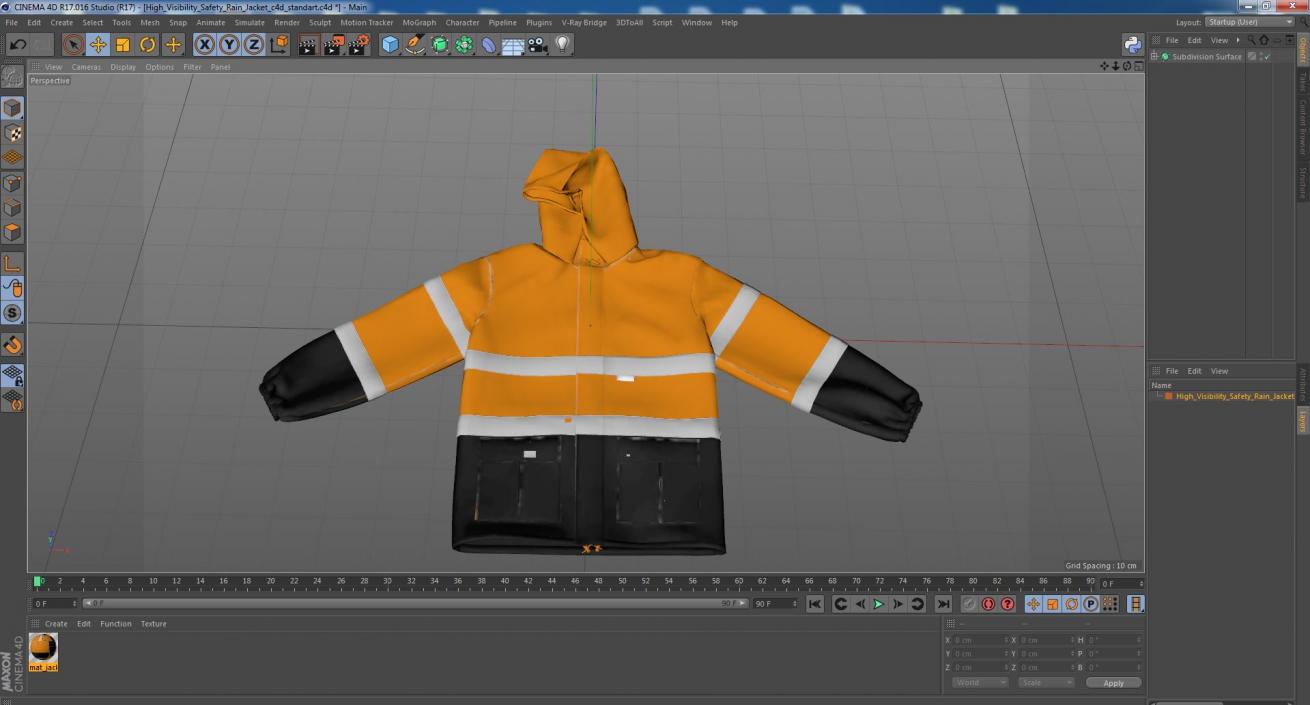 High Visibility Safety Rain Jacket 3D model