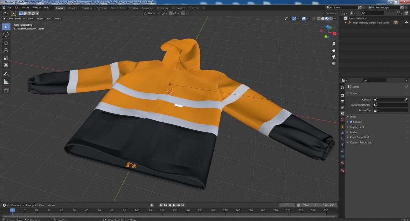 High Visibility Safety Rain Jacket 3D model