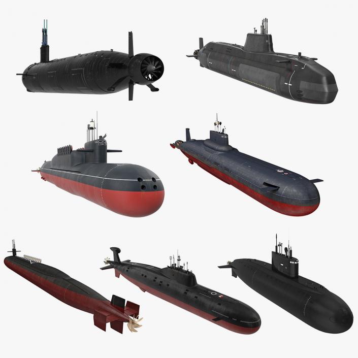 Military Submarines Rigged Collection 2 3D model