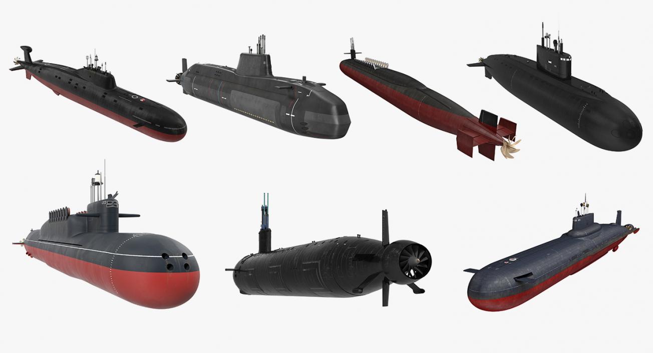 Military Submarines Rigged Collection 2 3D model