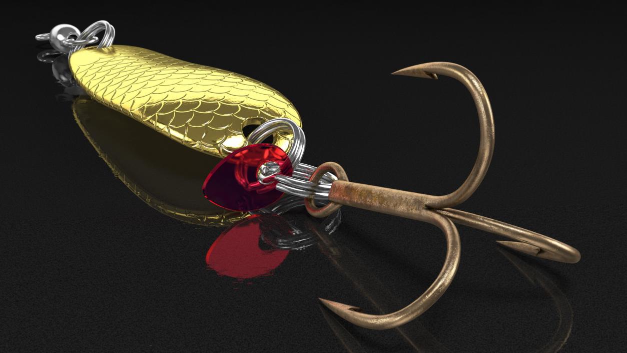 Gold Trolling Spoon Lure 3D model