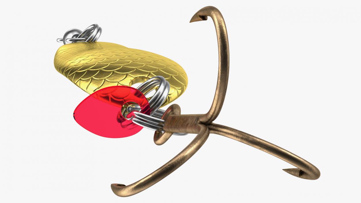 Gold Trolling Spoon Lure 3D model