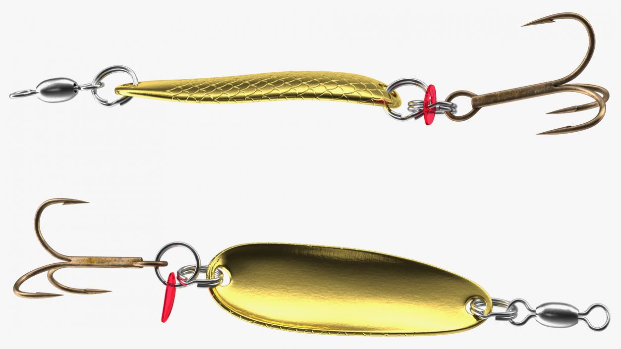 Gold Trolling Spoon Lure 3D model