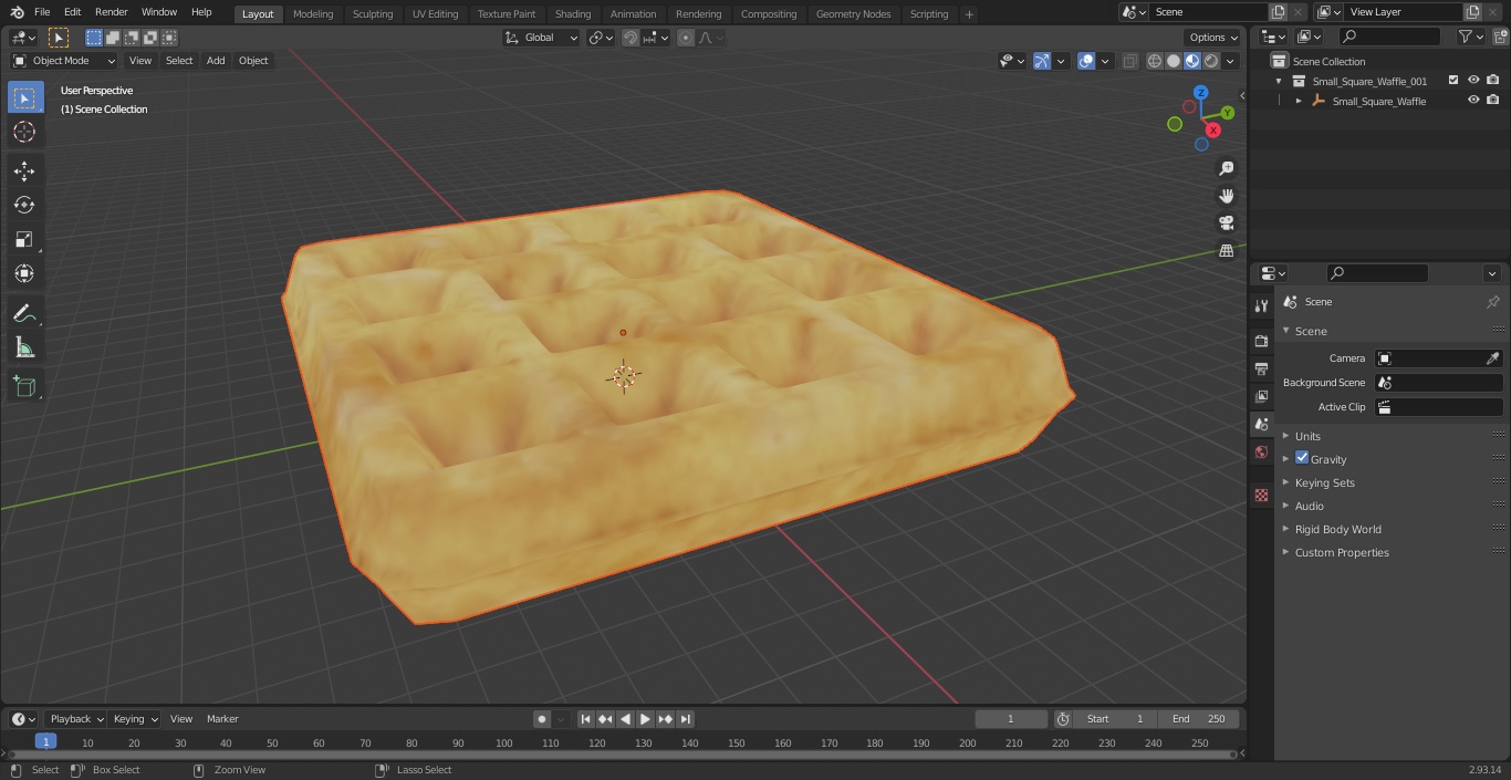 Small Square Waffle 3D model