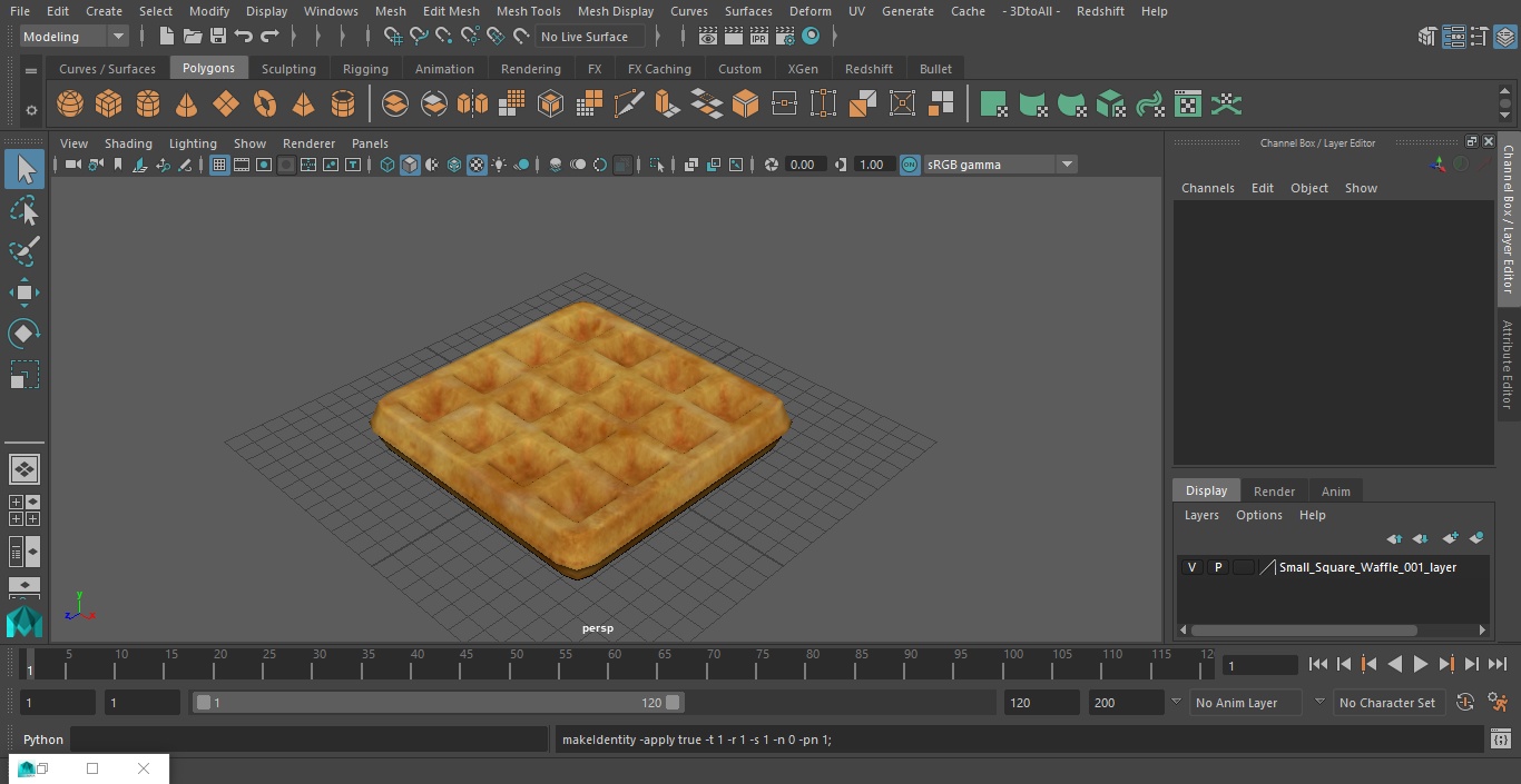 Small Square Waffle 3D model