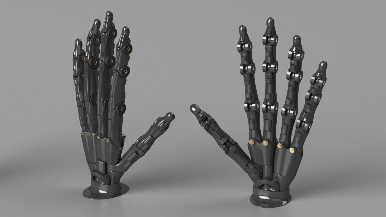 Robotic Hand Black Rigged for Cinema 4D 3D model