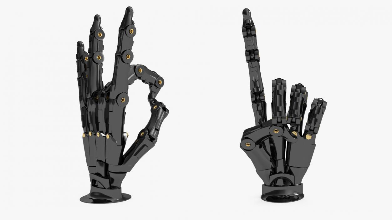 Robotic Hand Black Rigged for Cinema 4D 3D model