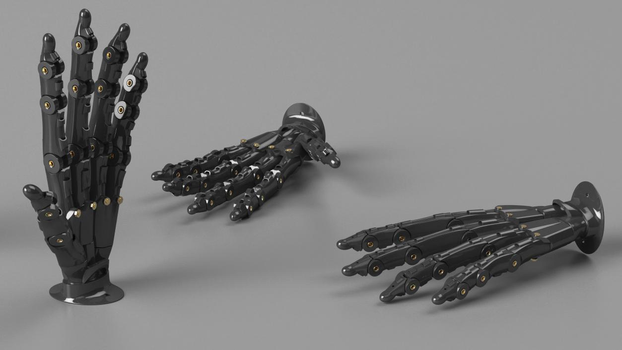 Robotic Hand Black Rigged for Cinema 4D 3D model