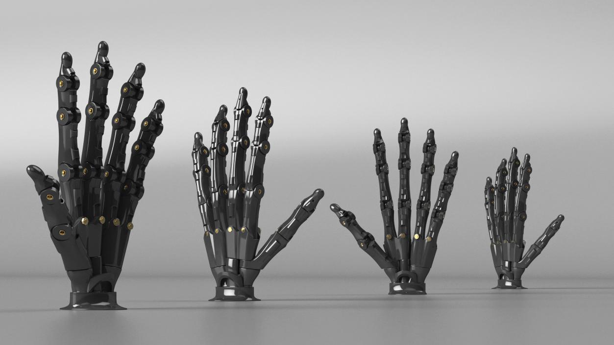 Robotic Hand Black Rigged for Cinema 4D 3D model