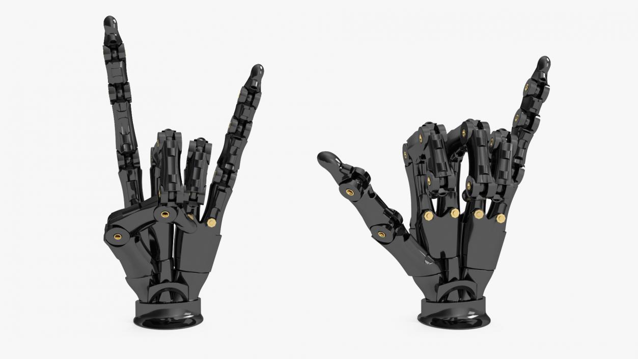 Robotic Hand Black Rigged for Cinema 4D 3D model