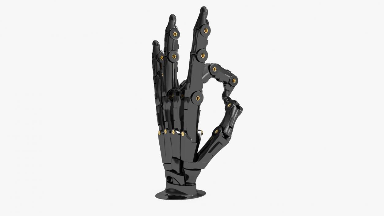 Robotic Hand Black Rigged for Cinema 4D 3D model