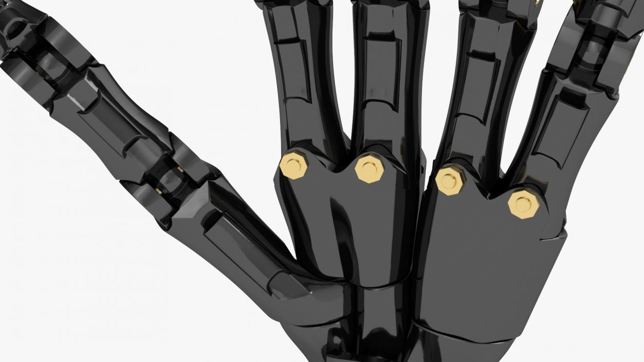 Robotic Hand Black Rigged for Cinema 4D 3D model