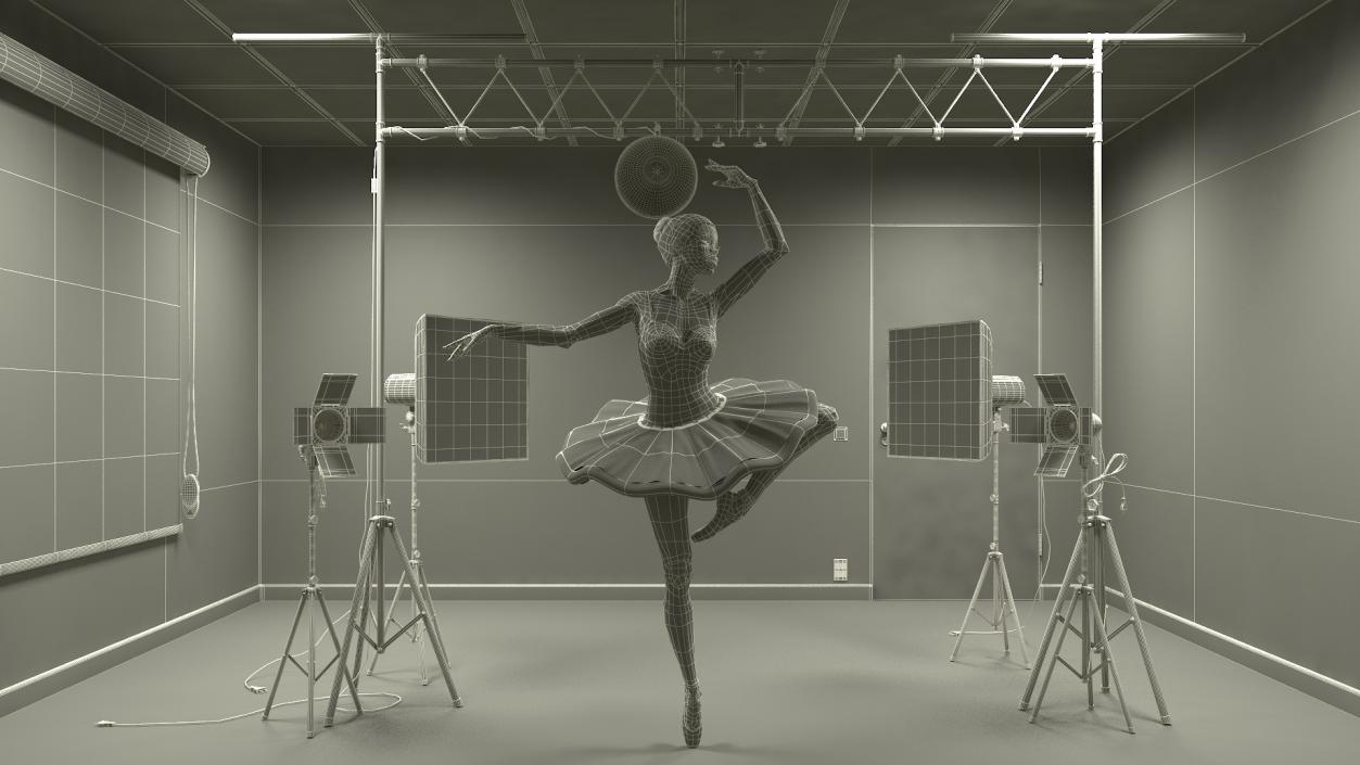 Photo Studio Setup with Female Ballet Dancer 3D model