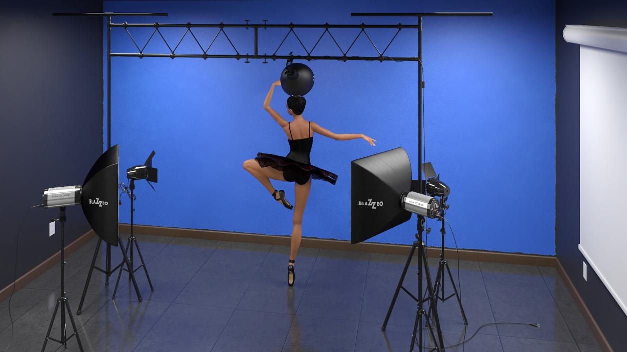 Photo Studio Setup with Female Ballet Dancer 3D model