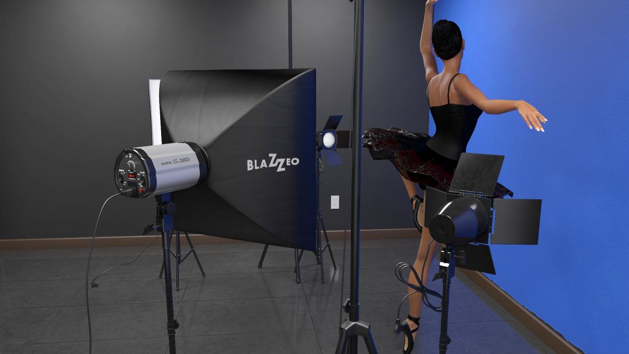 Photo Studio Setup with Female Ballet Dancer 3D model