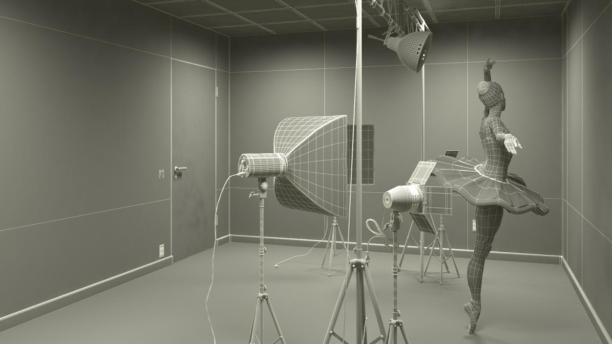 Photo Studio Setup with Female Ballet Dancer 3D model