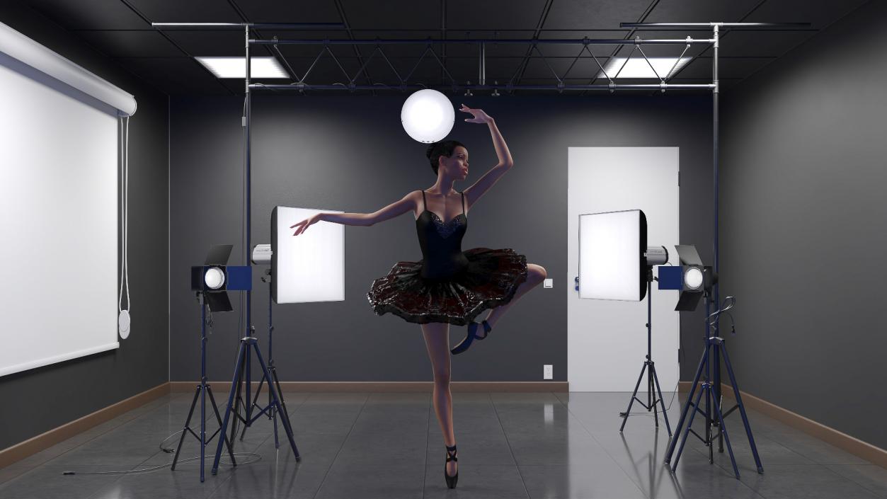 Photo Studio Setup with Female Ballet Dancer 3D model