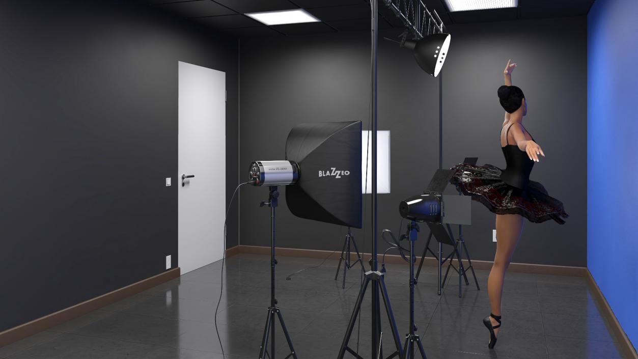 Photo Studio Setup with Female Ballet Dancer 3D model