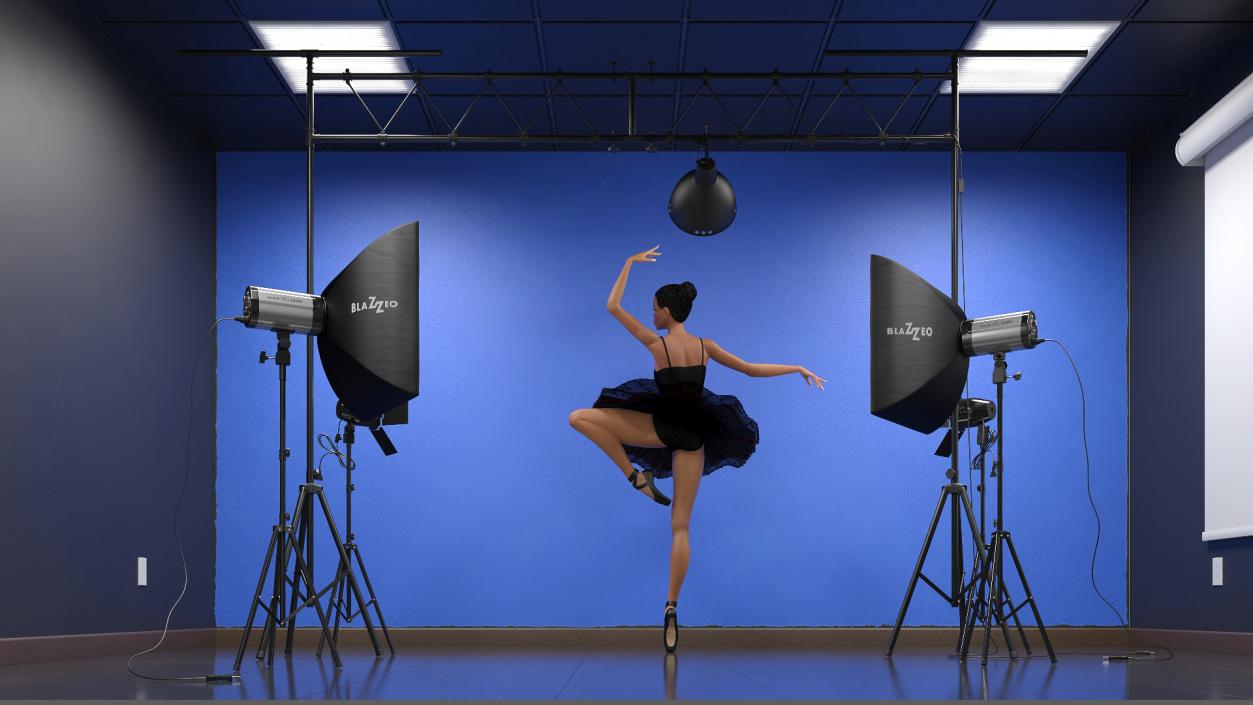 Photo Studio Setup with Female Ballet Dancer 3D model