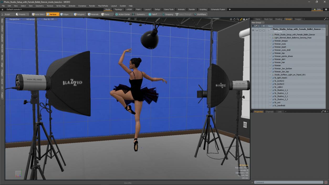 Photo Studio Setup with Female Ballet Dancer 3D model