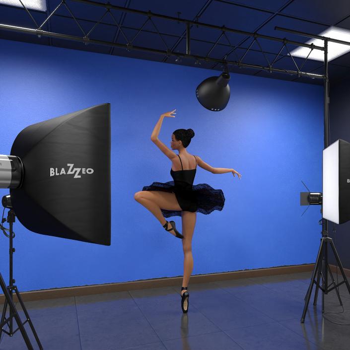 Photo Studio Setup with Female Ballet Dancer 3D model