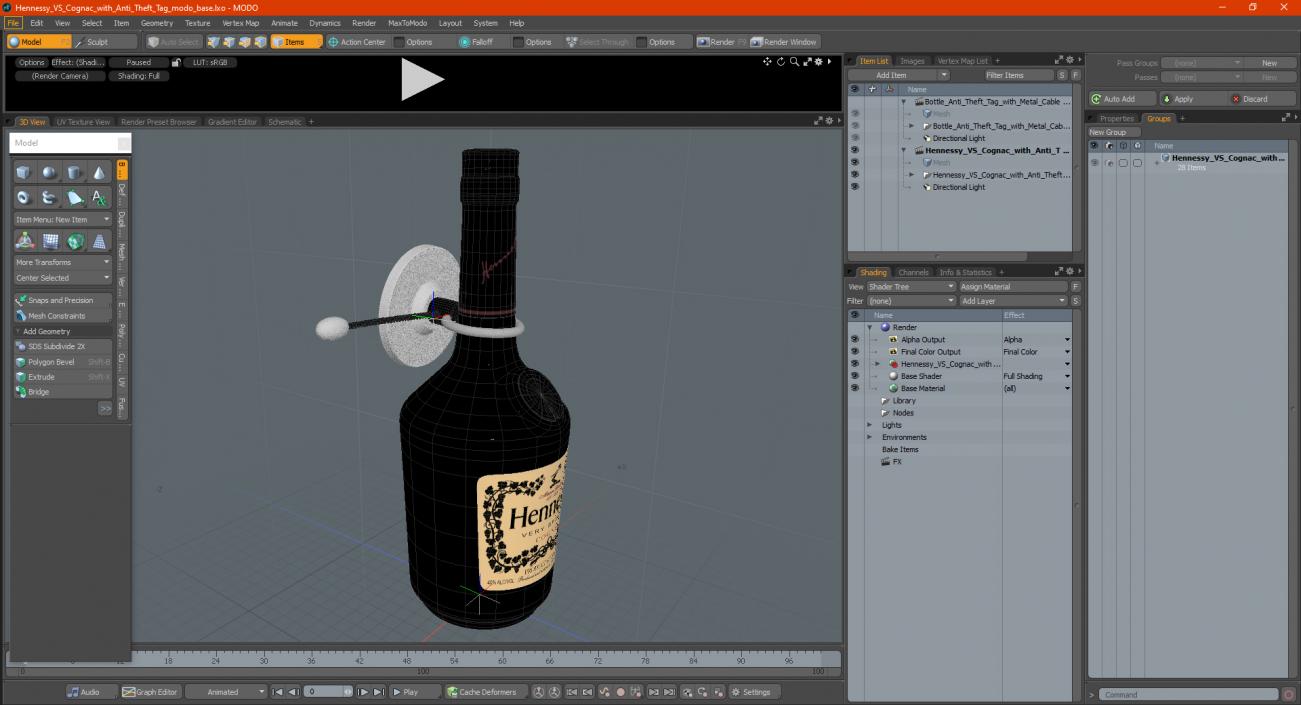 3D Hennessy VS Cognac with Anti Theft Tag model