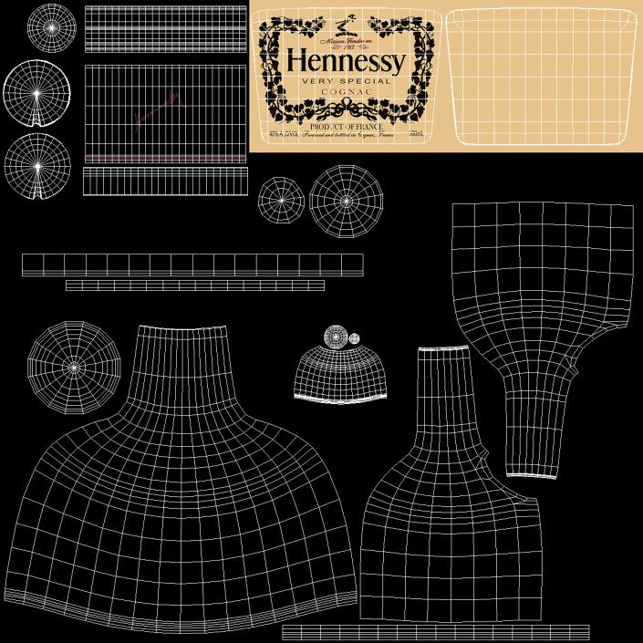 3D Hennessy VS Cognac with Anti Theft Tag model