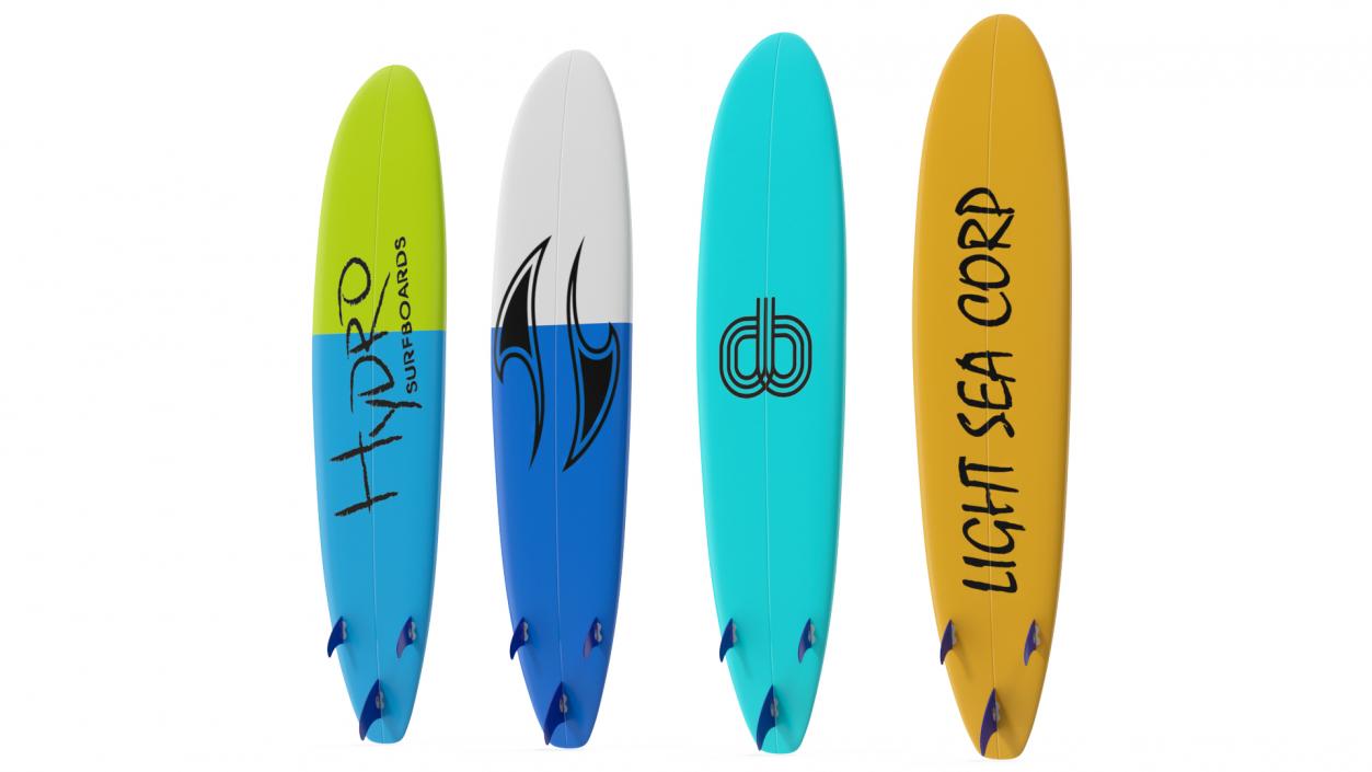 Classic Longboard Surfboards Set 3D