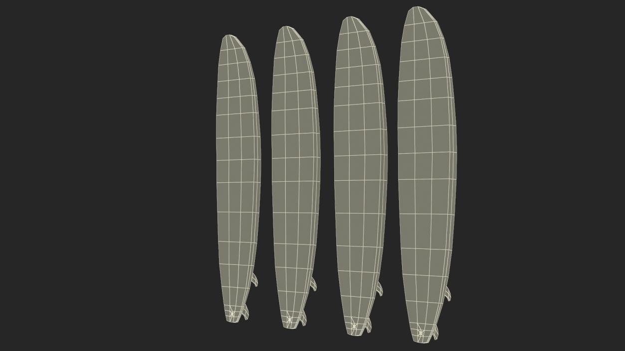 Classic Longboard Surfboards Set 3D