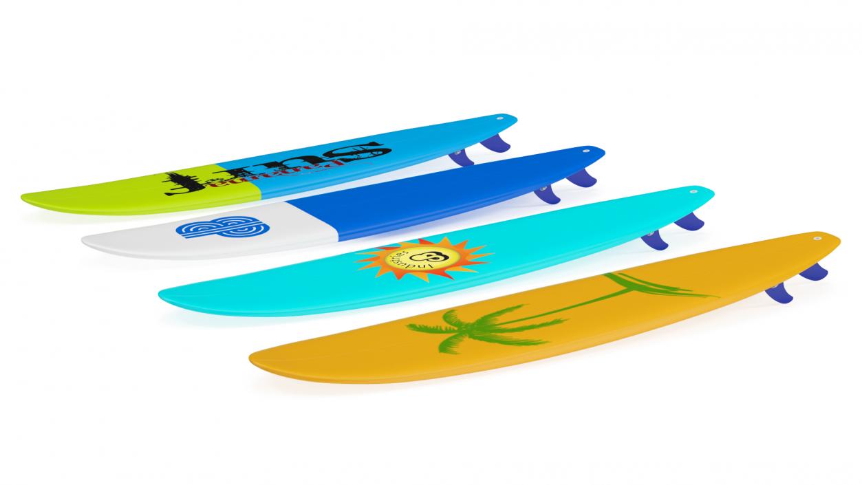 Classic Longboard Surfboards Set 3D