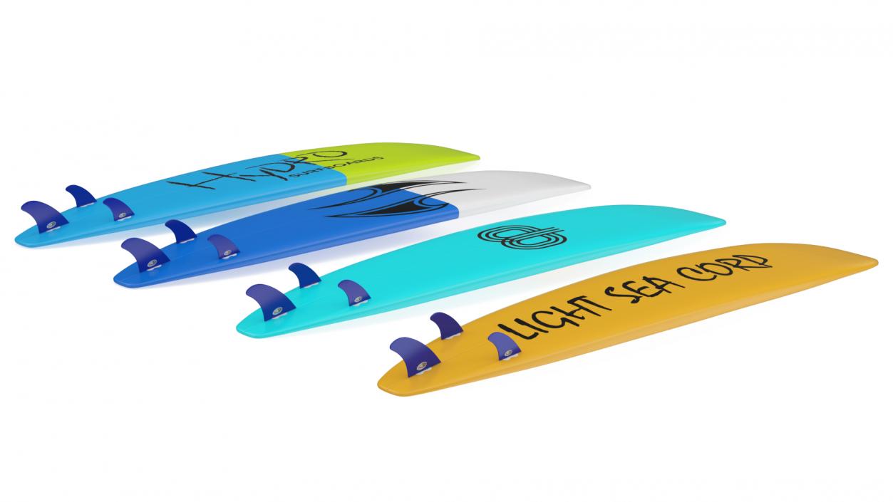 Classic Longboard Surfboards Set 3D