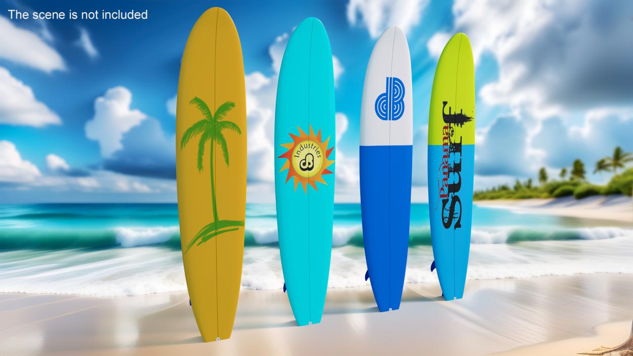 Classic Longboard Surfboards Set 3D