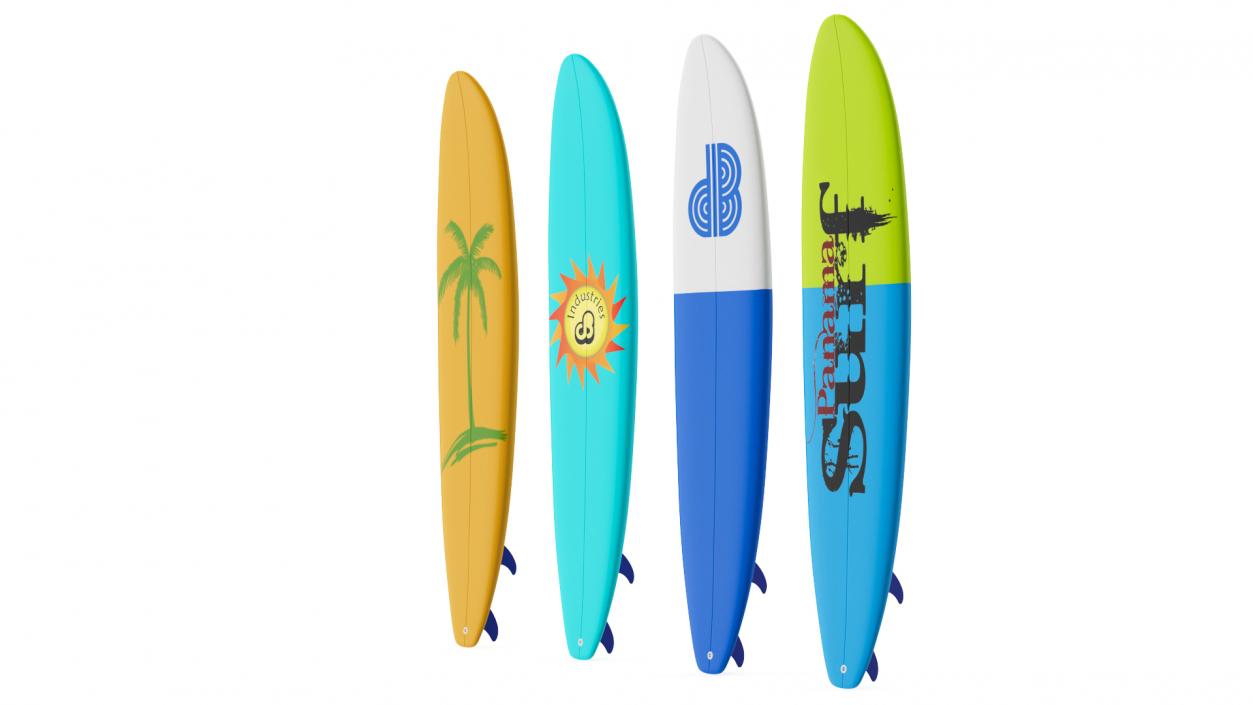 Classic Longboard Surfboards Set 3D