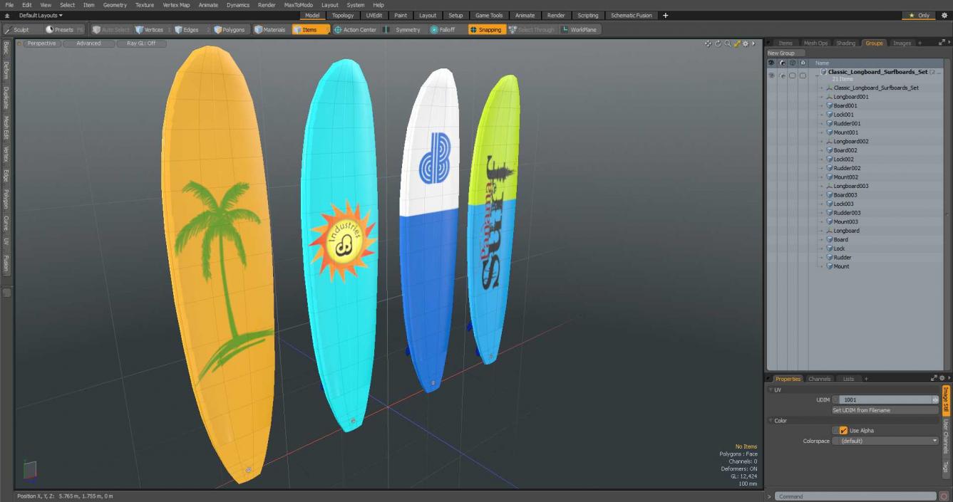 Classic Longboard Surfboards Set 3D