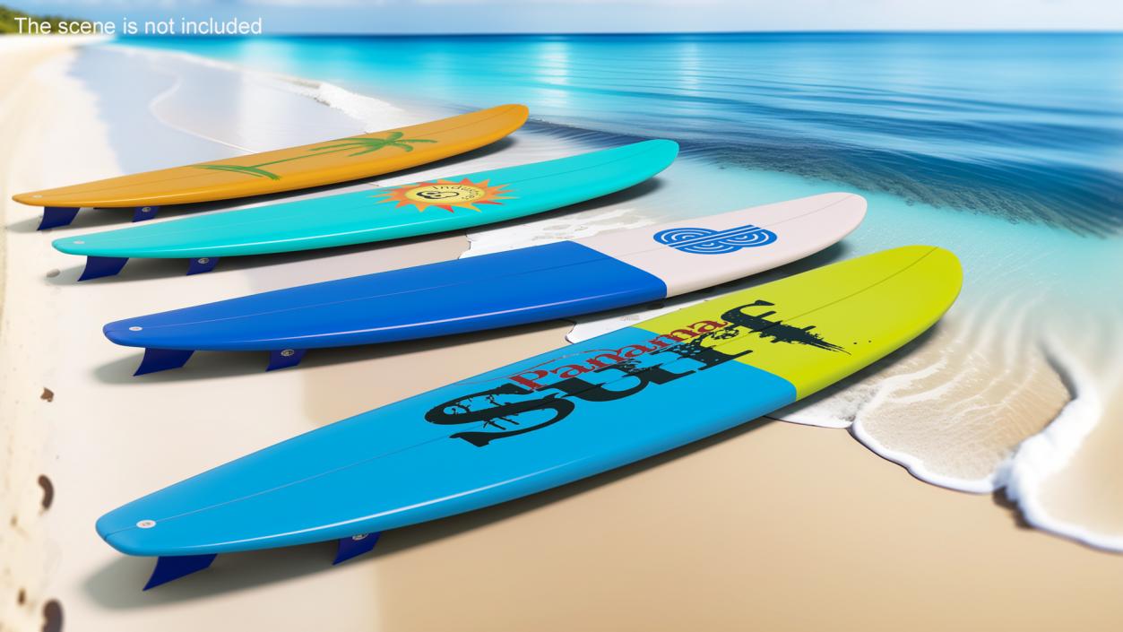 Classic Longboard Surfboards Set 3D