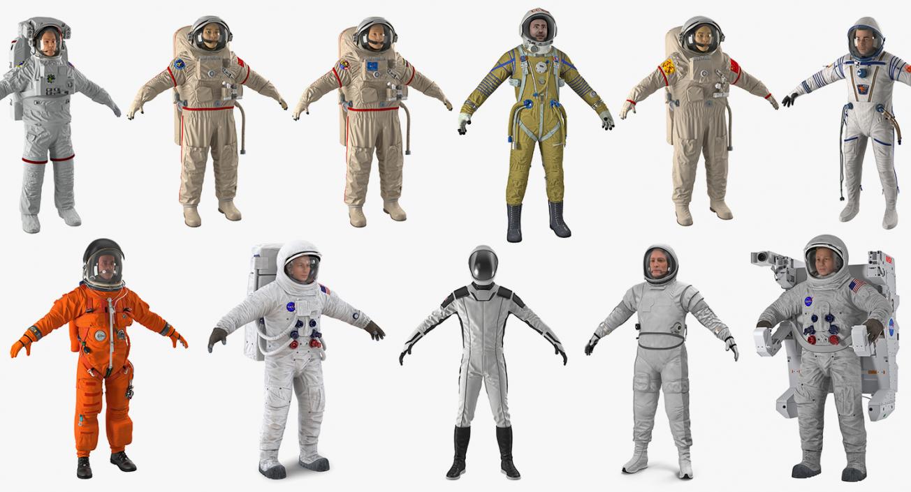 3D Astronauts 3D Models Collection 6 model