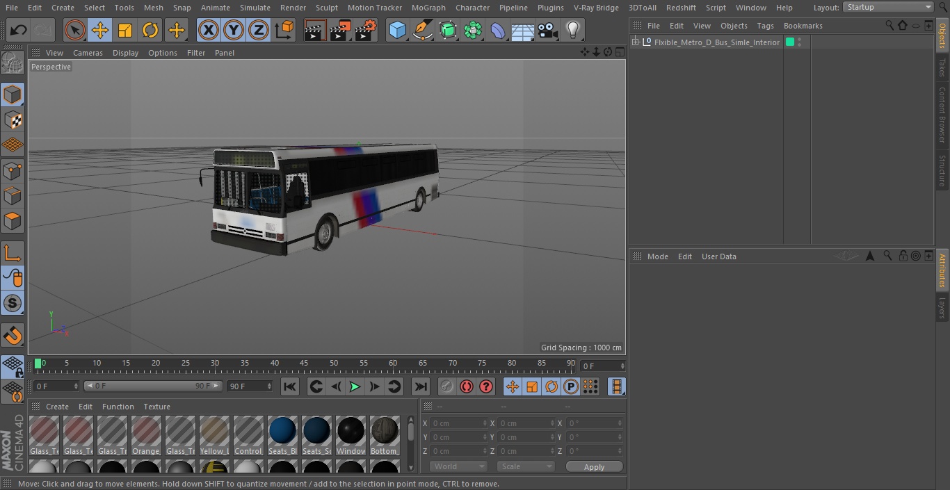 Flxible Metro D Bus Simle Interior 3D model