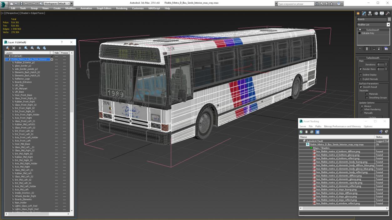 Flxible Metro D Bus Simle Interior 3D model