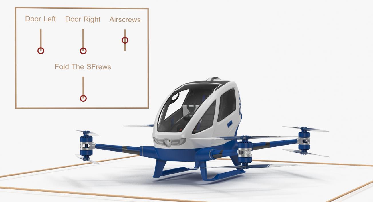 3D Drone Air Taxi Rigged