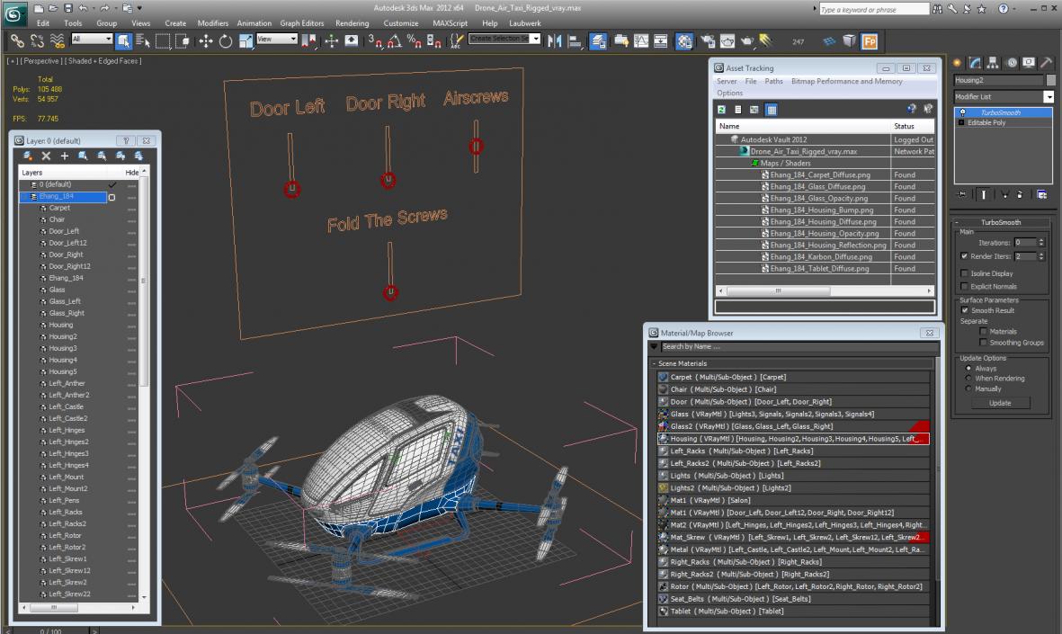 3D Drone Air Taxi Rigged