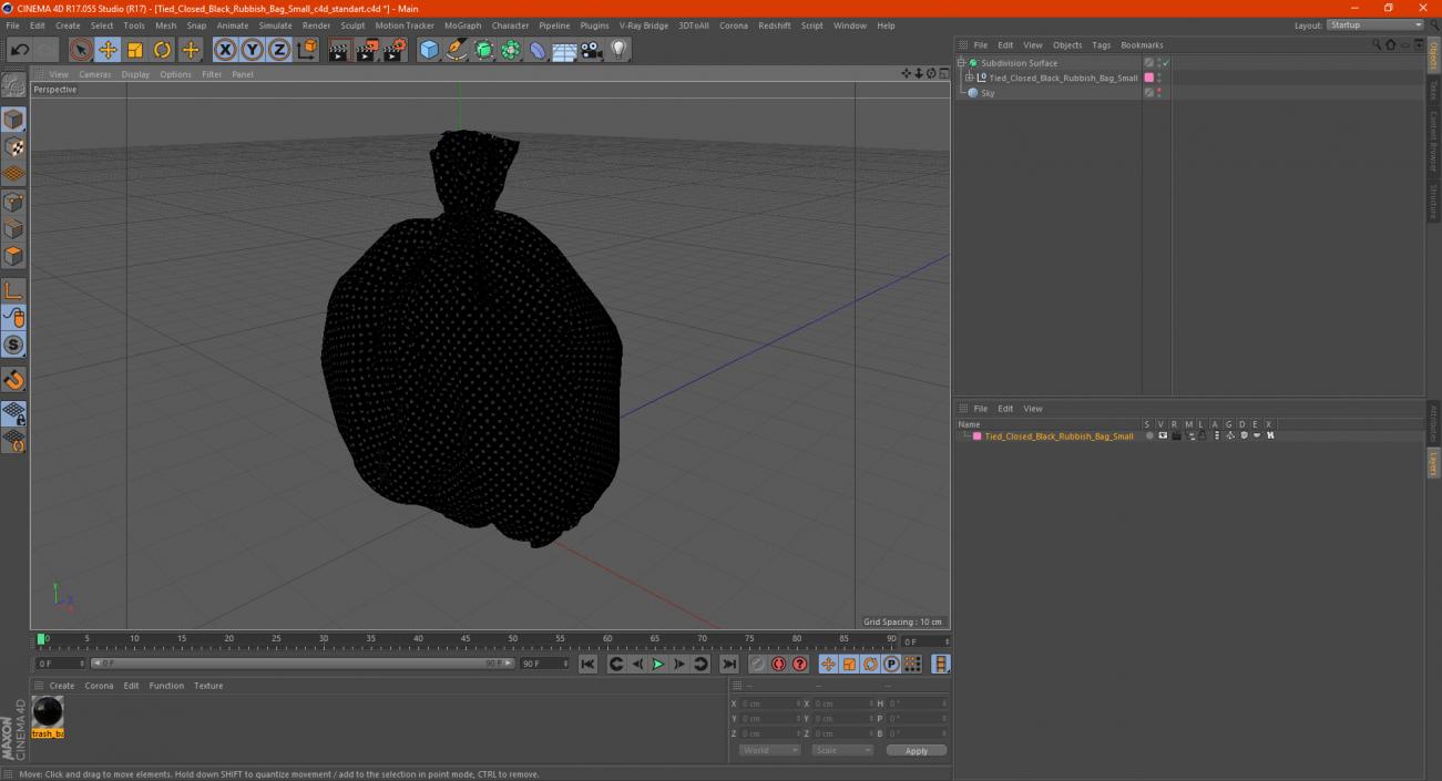 3D model Tied Closed Black Rubbish Bag Small