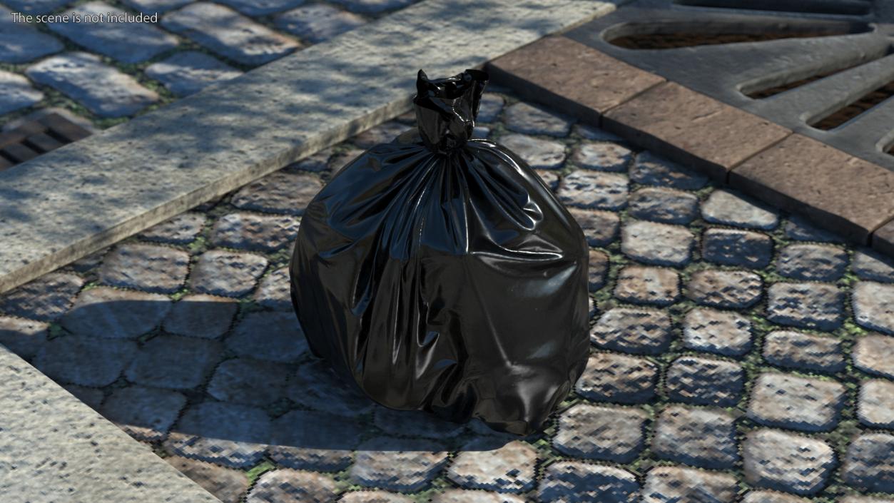 3D model Tied Closed Black Rubbish Bag Small