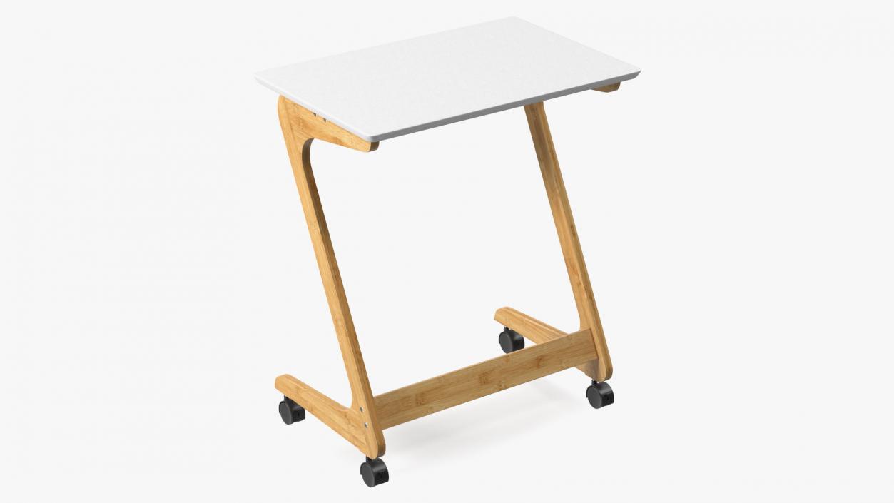 3D White Laptop Table on Wheels model